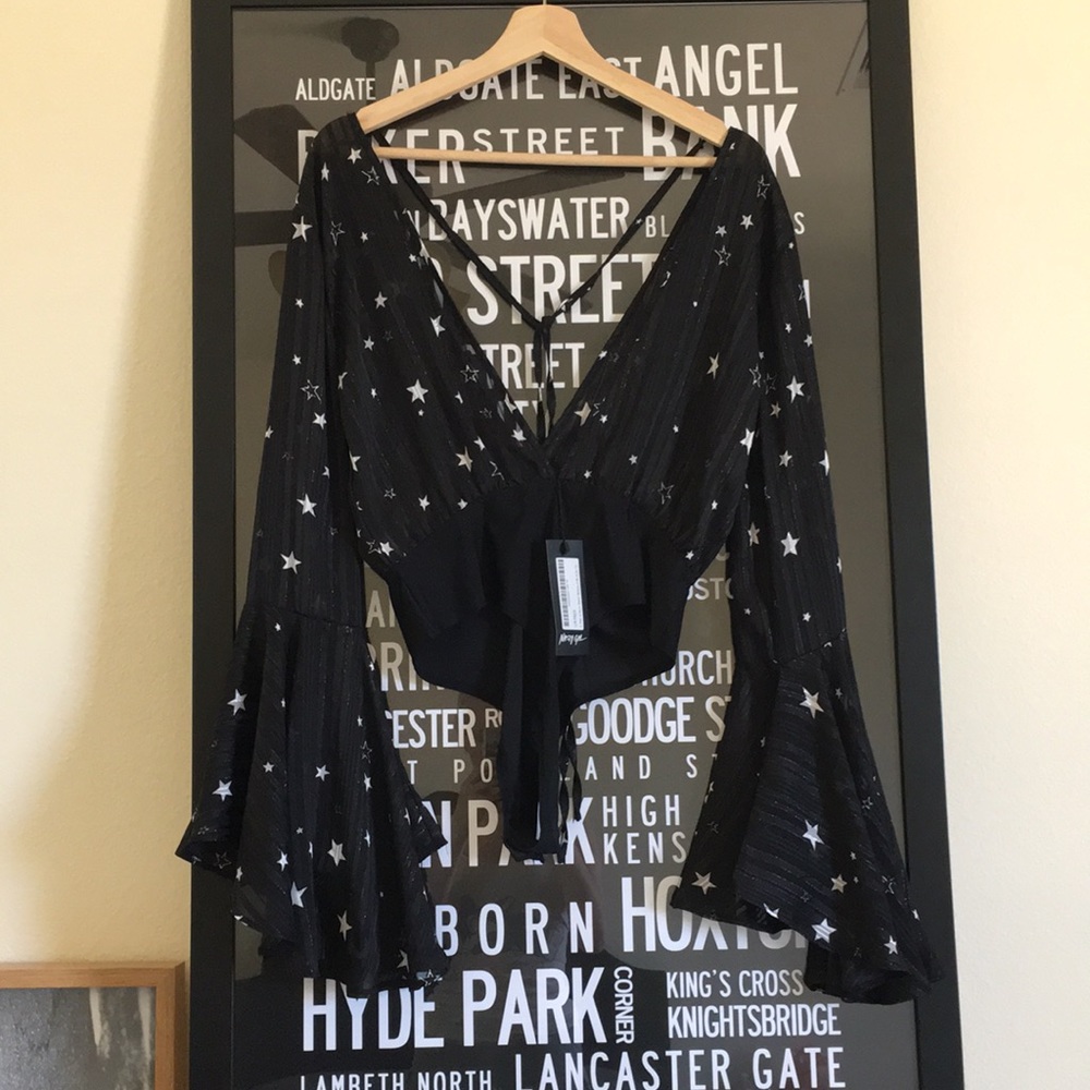 NASTY GAL MESH BLACK BODYSUIT SIZE 6